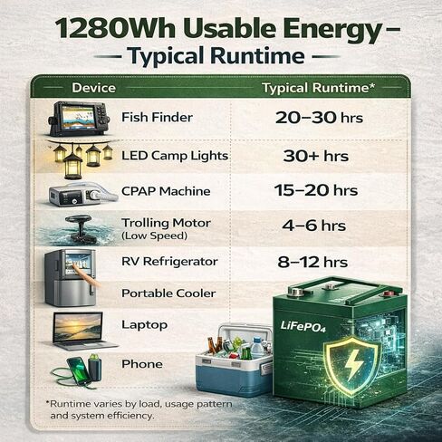 DEASON 12V 100Ah Mini LiFePO4 Lithium Battery - 100A BMS, 10-Year Lifespan, Up to 15000 Cycles, Max. 1280Wh Energy in Small Size, Perfect for RV, Solar, Trolling Motor, Boats, kayaking, Marine etc. in Kuwait