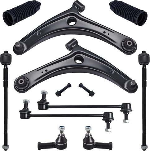TUCAREST 10Pcs Suspension Kit Fit For Mi-tsubishi 08-17 Lancer, 07-20 Outlander, 2 Front Lower Control Arm w/Ball joint + 4 Outer Inner Tie Rod + 2 Sway Bar + 2 Boots [# K620548 K750385 EV800638] in Kuwait