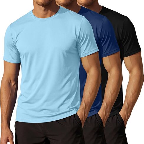 Ficerd 3 Pack Men's Big and Tall Rash Guard Upf 50+ Short Sleeve Sun Protect in Kuwait