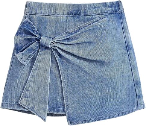 WDIRARA Toddler Girl's Bow Wrap Elastic Waist Denim Skirt Cute Jean Skirts in Kuwait