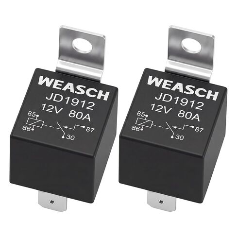2 Pack JD1912 Car Relay, 12V 80A, 4 Pins SPST, Automotive Switches and Starters, Waterproof Relay for Boat Tractor Truck Motorcycle (2) in Kuwait
