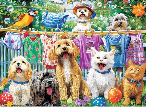 300 Piece Puzzles for Adults,Fun Puppies Puzzle for Adults Teens,Large Piece Cute Dogs Jigsaw Puzzle for Kids Ages 8-10 10-12,Glossy Sturdy Pieces,Challenging Family Game Great Gift Idea,20.5 x 15 in in Kuwait