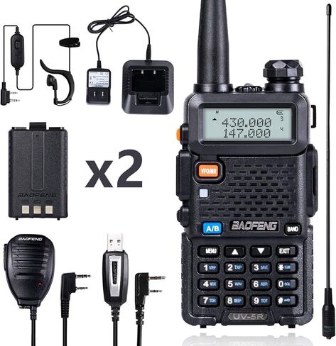BaoFeng Radio UV-5R Ham Radio (6 Pack) 144-148Mhz/420-450Mhz + 1pcs TIDRADIO Driver Free Programming Cable + 12pcs 1800mAh Batteries BaoFeng Walkie Talkie in Kuwait