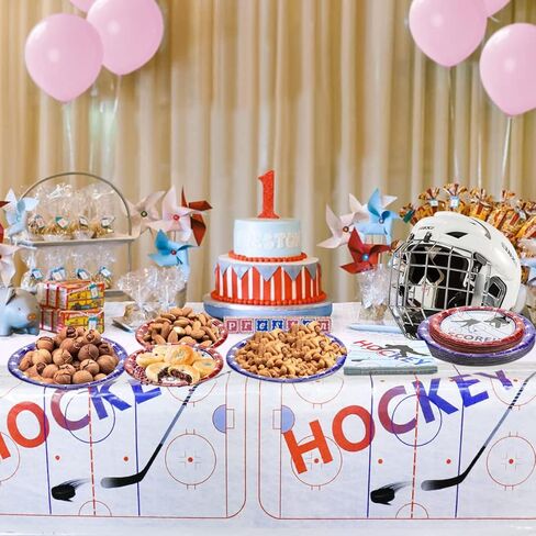Hockey Party Decorations - Ice Hockey Theme Party Supplies Including 9" Dinner Plates 7" Dessert Plates, Napkins Hockey Party Pack for Kids, Hockey Fans, 120 Pcs (Serve 40) in Saudi Arabia
