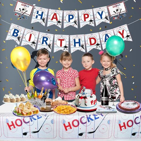 Hockey Party Decorations - Ice Hockey Theme Party Supplies Including 9" Dinner Plates 7" Dessert Plates, Napkins Hockey Party Pack for Kids, Hockey Fans, 120 Pcs (Serve 40) in Saudi Arabia