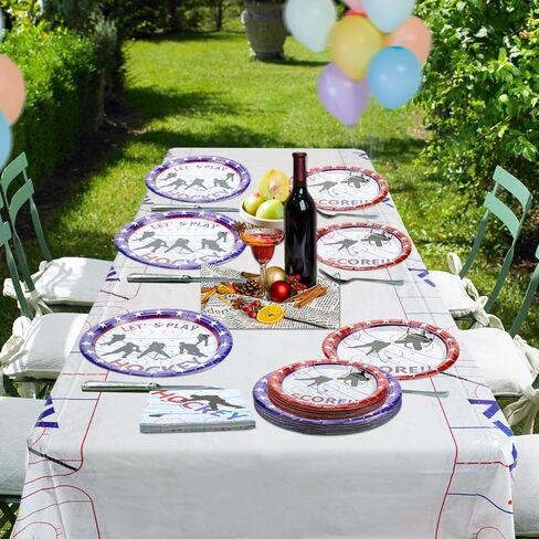Hockey Party Decorations - Ice Hockey Theme Party Supplies Including 9" Dinner Plates 7" Dessert Plates, Napkins Hockey Party Pack for Kids, Hockey Fans, 120 Pcs (Serve 40) in Saudi Arabia