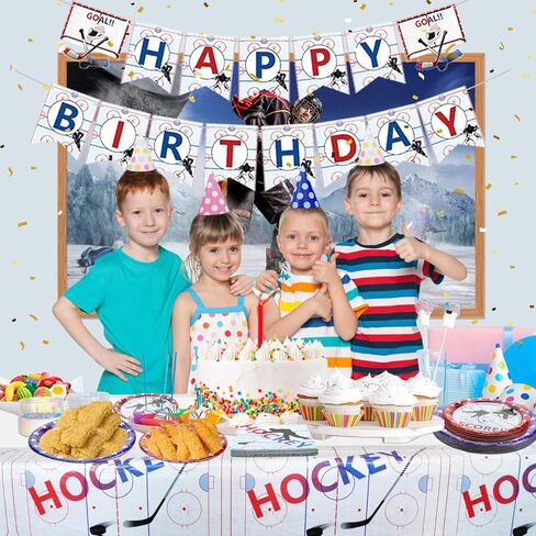 Hockey Party Decorations - Ice Hockey Theme Party Supplies Including 9" Dinner Plates 7" Dessert Plates, Napkins Hockey Party Pack for Kids, Hockey Fans, 120 Pcs (Serve 40) in Saudi Arabia