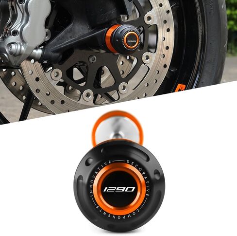 Motorcycle Front Wheel Axle Fork Slider Crash Protector Compatible With K.T.M 1290 Super Adventure R/S 2017 2018 2019 2020 2022 2023 2024 | 1290ADV 1290SAS 1290SAR Accessories (orange) in Saudi Arabia