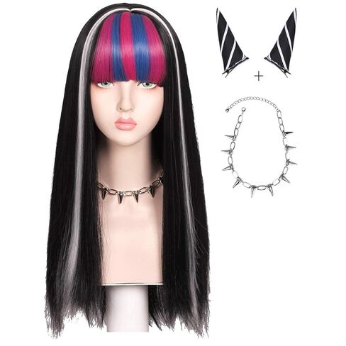 ColorGround 65cm Wig with Ear Clips and Necklace with Detachable Horns in Kuwait