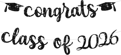 BEISHIDA Silver Congrats Grad Glitter Banner(NO-DIY),2025 Glitter Graduation Banners Party Decorations, Grad Congrats Class of 2025 Party Supplies,Garland for Congratulation Graduation Decor in Saudi Arabia