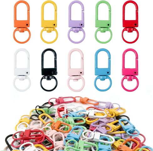 80 PCS Metal Swivel Clasp Lobster Claw Clasps for Colorful Keychain Key Chain Clip Hooks Lobster Claw Clasp with Key Rings Jewelry Clasps (Colorful) in Kuwait
