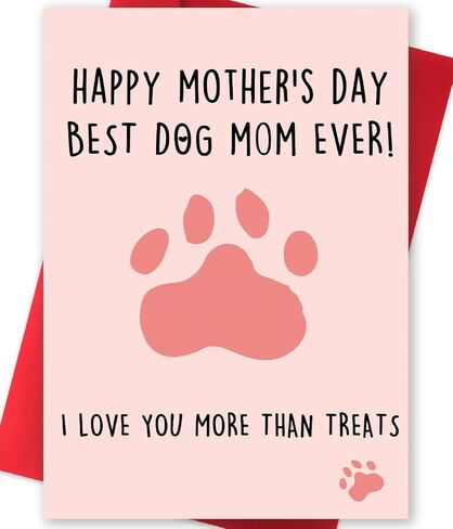 Huameigf Funny Mother’s Day Card for Dog Mom, Lovely Mothers Day Gift from Doggy, Best Dog Mom Ever Card for Women Her, I Love You More Than Treats in Kuwait