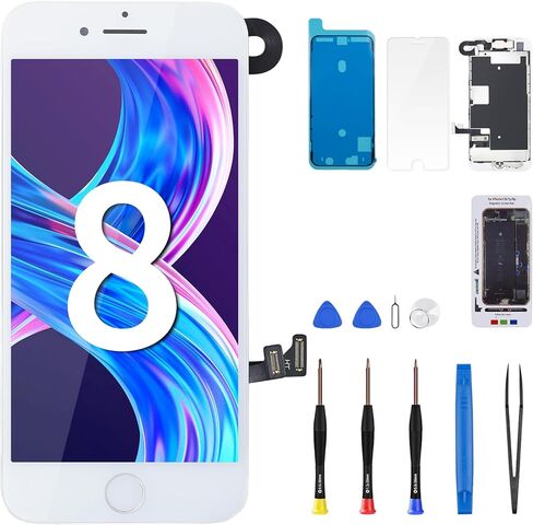 for iPhone 8 Screen Replacement for iPhone SE 2020 White 4.7" with Home Button Full Assembly Front Camera Earpiece Speaker Sensor 3D Touch LCD Display Digitizer Glass Fix Tools kit A1863 A1905 A1906 in Kuwait