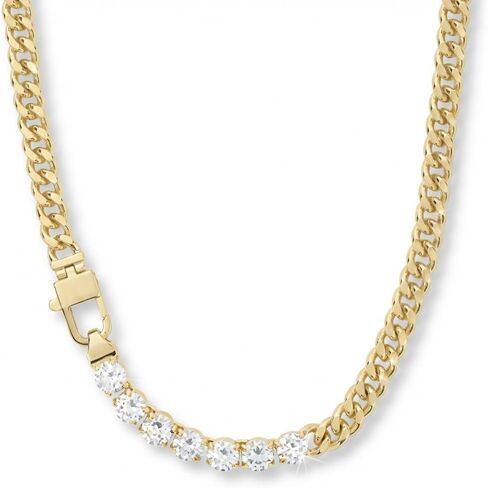 Whispering Meadows Eliana Jane Collection – 18K Gold Plated Tennis Necklace for Women, Waterproof Non-Tarnish Zircon Chain with Signature MM Padlock Clasp, Adjustable Luxury Jewelry Gift in Kuwait