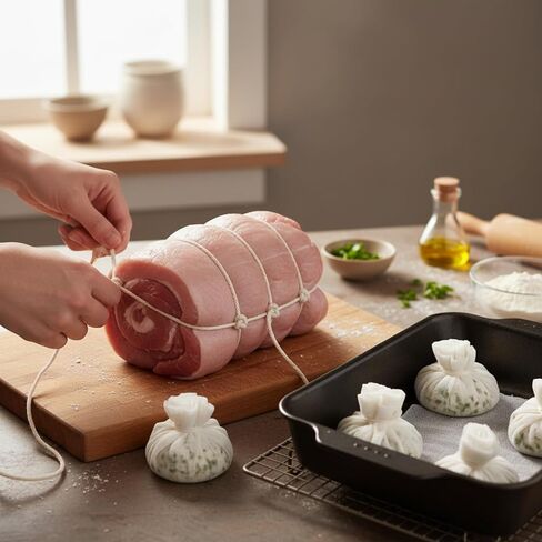 Boao Cheesecloth and Cooking Twine, 35 x 78 Inch Reusable, Unbleached Cotton Fabric Kitchen Cheese Cloth with Cooking Twine 1/4 Cone Cotton 50 Meter for Meat, Straining, Baking, Filtering in Kuwait