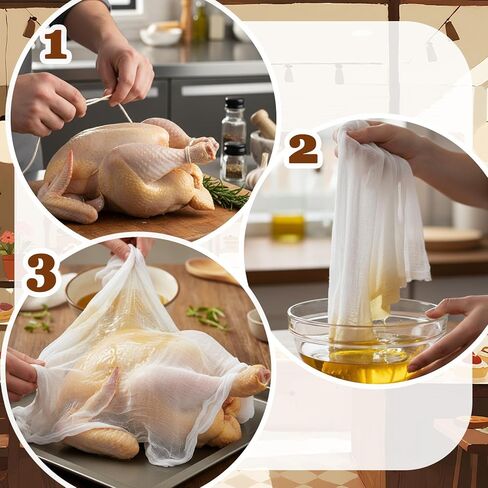 Boao Cheesecloth and Cooking Twine, 35 x 78 Inch Reusable, Unbleached Cotton Fabric Kitchen Cheese Cloth with Cooking Twine 1/4 Cone Cotton 50 Meter for Meat, Straining, Baking, Filtering in Kuwait