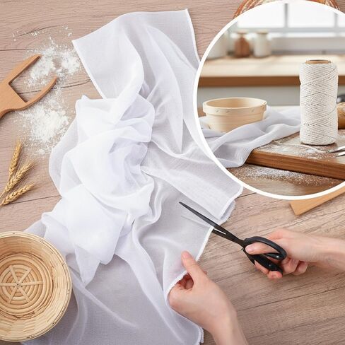 Boao Cheesecloth and Cooking Twine, 35 x 78 Inch Reusable, Unbleached Cotton Fabric Kitchen Cheese Cloth with Cooking Twine 1/4 Cone Cotton 50 Meter for Meat, Straining, Baking, Filtering in Kuwait