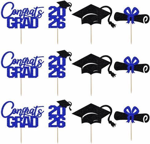 12 Pcs Congrats Cake Topper,Gold Acrylic Celebration Cake Topper,Congrats Grad/Birthday/Wedding/Anniversary/Engagement/Retirement/Graduation Party Decoration Supplies in Kuwait