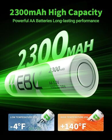 EBL Pack of 16 AA Batteries Rechargeable NiMH 2300mAh Everyday Battery in Kuwait