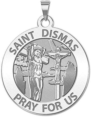 PicturesOnGold.com Saint Dismas Round Religious Medal - Sterling Silver, 10K or 14K Gold - Round Pendants Protection Jewelry Christian Gifts for Men & Women in Kuwait