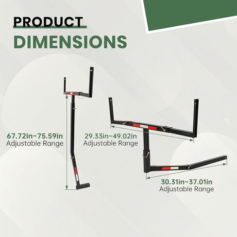 ECOTRIC 750lbs Capacity Black Truck Bed Extender Pickup Truck Bed Hitch Mount Extension Rack SUV Lumber Ladder Canoe Boat Kayak Long Pipes w/Flag - Powder Coated Steel in Kuwait