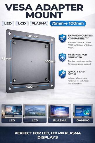 Ultra Spec Cables - VESA Adapter Mount for LED, LCD, or Plasma VESA 75mm to VESA 100mm (Hardware Screws Included) in Kuwait
