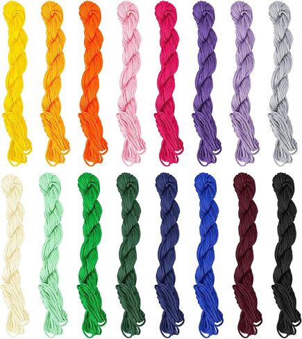 Framendino, 27 Pack 1mm Nylon Beading String Chinese Knotting Cord Trim Cords Macrame Thread Braided for Friendship Bracelets Necklace Jewelry Making (27 Colors, 675 Yards) in Saudi Arabia