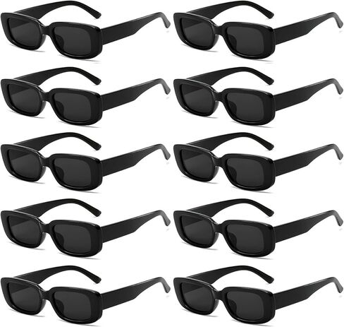 SUNOVELTIES 10 Pack Rectangle Sunglasses for Women Retro Narrow Square Glasses 90s Aesthetic Vintage Eyewear Uniex Adult in Kuwait