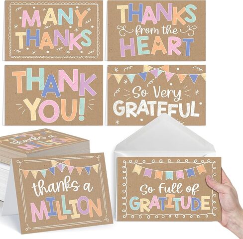 Hadley Designs 24 Blank Thank You Cards With Envelopes Bulk - Wedding Thank You Notes With Envelopes Set, Baby Shower Gratitude Cards, Teacher Appreciation Card - Rustic Notecards With Envelope in Saudi Arabia