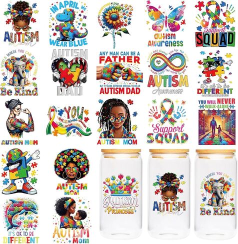 UVDTF Cup Wrap Sticker - 20 PCS Flower UV DTF Transfer for Mug, Glass, Notebook, Vase Flower, Wildflower, Floral, Book Design, Waterproof Rub on Transfer, DIY Gifts for Flower Lover in Kuwait