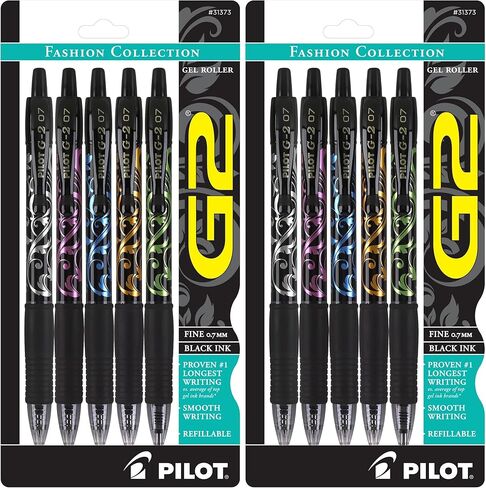 Pilot ، G2 Premium Gel Roller Pens ، Fine Point 0.7 مم ، مجموعة أزياء ، أسود ، حزمة 10 in Saudi Arabia