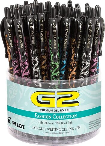 Pilot ، G2 Premium Gel Roller Pens ، Fine Point 0.7 مم ، مجموعة أزياء ، أسود ، حزمة 10 in Kuwait
