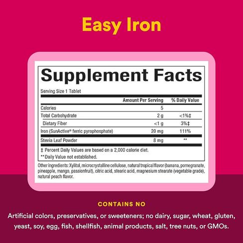 Natural factors Easy Iron chewables 20mg 60 tabs (Multi-Pack) in Kuwait