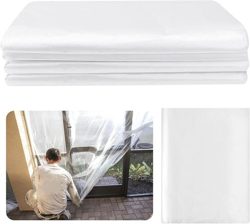 8 عبوات من القماش البلاستيكي الكبير جدًا مقاس 12 × 9 أقدام للرسم، غطاء بلاستيكي سميك للرسام يمكن التخلص منه لحماية الطلاء، صفائح من البلاستيك لطلاء الأثاث وواقي الأرضية (8) in Kuwait