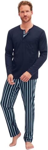 Men's Relax Choice Supima Cotton Pajama Pant Set, 41968, Placid Blue, M in Kuwait