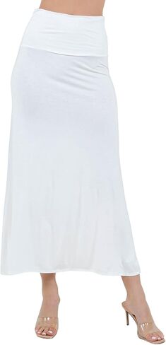 Azules Women’s Maxi Skirt – Soft Stretchy Rayon Fold Over High Waist Long Flowy Boho Skirt for Casual or Dressy Wear in Saudi Arabia