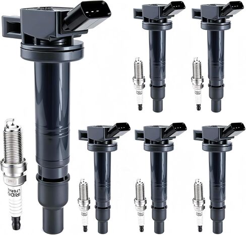 Set of 8 Ignition Coil Pack DG508 & Spark Plug SP479 Compatible with Ford F-150 F-250 E-150 E-250 Excursion Expedition Explorer Lobo Mustang Lincoln Mercury 4.2L 4.6L 5.4L 6.0L V6 V8 V10 in Kuwait
