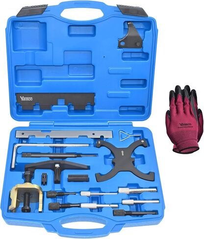 Camshaft Alignment Timing Tool Kit, 25 PCS Engine Camshaft Alignment Timing Tool, Compatible with Ford Mazda 1.4 1.6 1.7 1.8 2.0 2.3 L, Camshaft Holding Crankshaft Alignment Tool with Case & Gloves in Kuwait