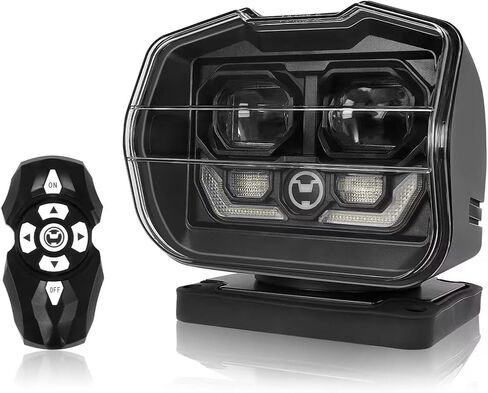 SUPAREE Control boat spotlight 5000LM 360º LED Rotating Control Searchlight for Truck SUV Off-Road Boat Home Security Farm Field Lighting Boat Spot light in Kuwait