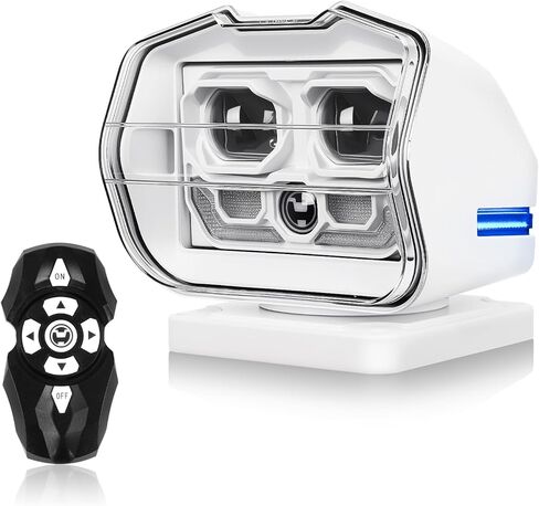 SUPAREE Control boat spotlight 5000LM 360º LED Rotating Control Searchlight for Truck SUV Off-Road Boat Home Security Farm Field Lighting Boat Spot light in Kuwait