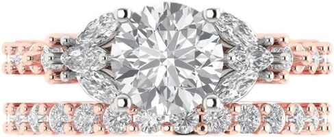 Clara Pucci 3.06 ct Round Cut Moissanite 14k Yellow/White Gold Solitaire with Accents Wedding Bridal Engagement Promise Ring Band Set in Kuwait