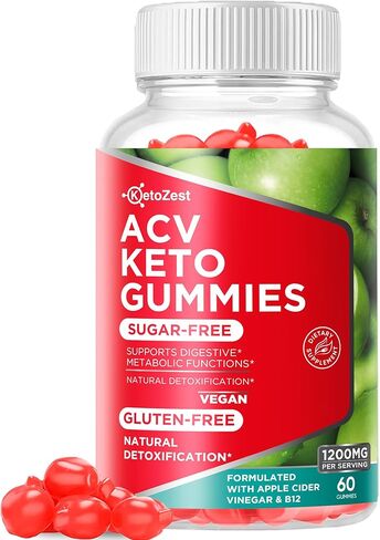 مكمل كيتو Acv Gummies - علكات خل التفاح للنساء والرجال - خالي من السكر والغلوتين (1200 ملجم) in Kuwait