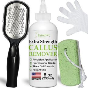 Dr. Entre's Callus Remover Gel Kit for Feet: Foot File, Pumice Stone, 5 Glove Pairs for Gel Application, Spa Kit, Foot Care, Pedicure Tools, Scrubber, 8oz in Kuwait
