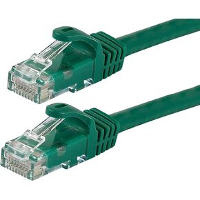 Monoprice Flexboot Cat5e Ethernet Patch Cable - Network Internet Cord - RJ45, Stranded, 350Mhz, UTP, Pure Bare Copper Wire, 24AWG, 7ft, Green in Kuwait