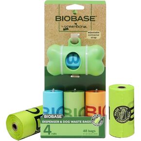 Biobase by Greenbone Dog Poop Bags – 10 Rolls (120 Bags), Cornstarch-Based, Durable, Fits Most Dispensers in Kuwait