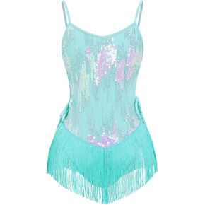 AFAVOM Women Latin Dance Sequin Fringe Bodysuit Sparkle Music Festival Rave Outfit Concert Cami Leotard Party Jazz Jumpsuit in Saudi Arabia
