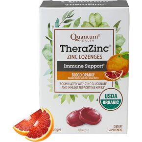 Quantum Health TheraZinc USDA Organic Zinc Lozenges|Blood Orange|Immune Support Formulated with Zinc Gluconate|Fast Relief|No Aftertaste|25 Count in Kuwait