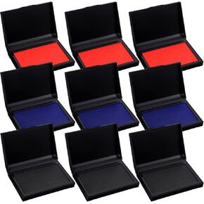 Janlaugh 9 Pack Colors Stamp Pads 4 x 3 Inch Quality Felt Pad Finger Print Ink Pad Black Red Blue Stamp Ink Pad for Rubber Stamp Paper Scrapbooking Wood Fabric in Kuwait