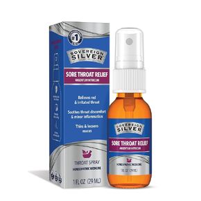 رذاذ المعالجة المثلية متعدد الأعراض من الفضة السيادية لتخفيف التهاب الحلق - يخفف من الحلق الأحمر والمتهيج والبسيط الملتهب - غير مخدر وعديم النكهة - 1 أونصة سائلة in Kuwait