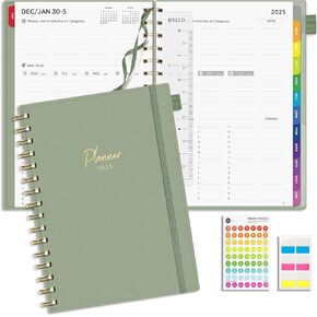 Emshoi 2025 Planner كل ساعة يوميًا وشهريًا ، A4 (8.5x11) ، منظم تقويم موعد من 3 مستويات للنساء ، مع علامات تبويب شهرية ، صفحات الملاحظات ، الأسود in Kuwait